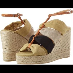 NEW Castañer Women's Espadrilles Wedge Leather Ankle Tie